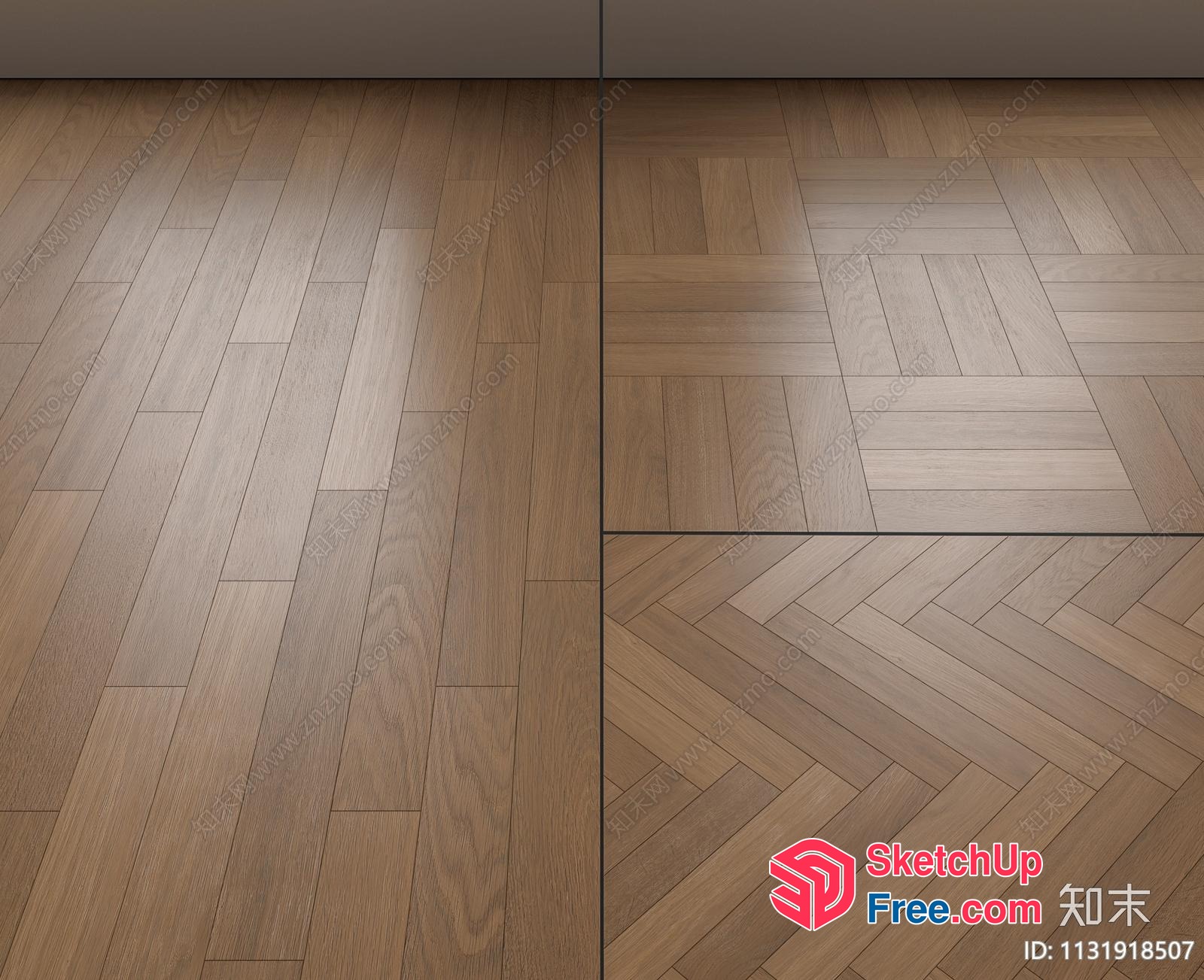 Wooden Flooring With A Mix Of Light And Dark Tones 3D SketchUp File
