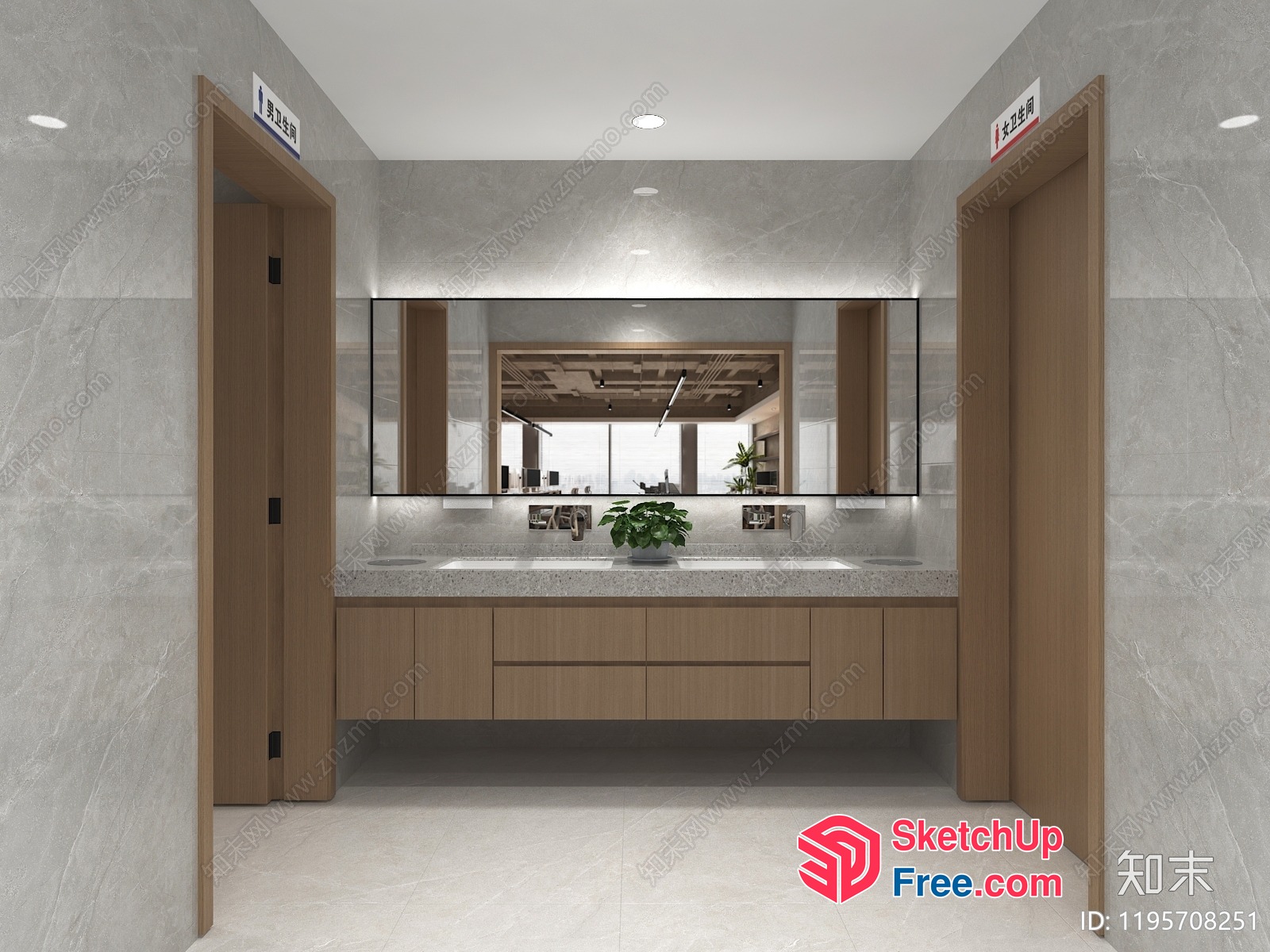 Modern Bathroom Interior With Natural Light 3D SketchUp File