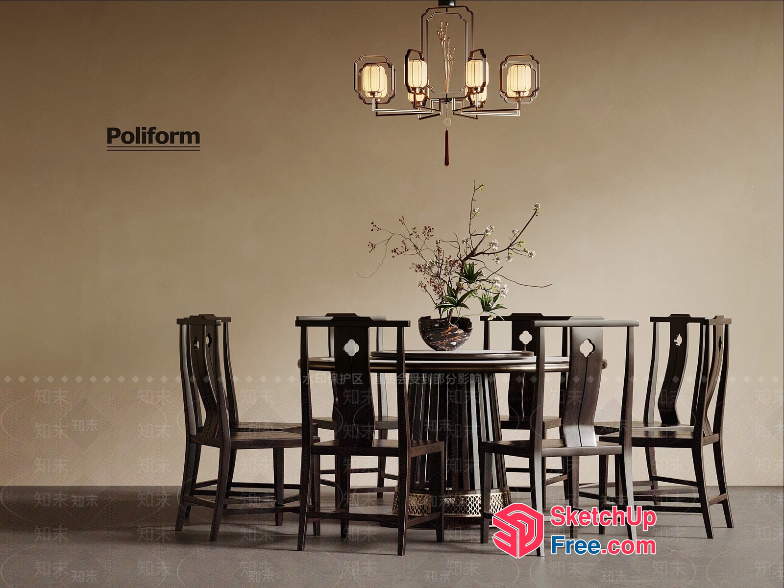 Elegant Dining Table And Chairs Set 3D SketchUp File