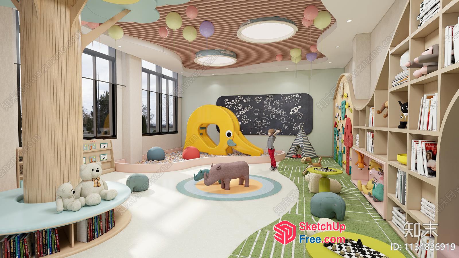 Vibrant Playroom With Colorful Decor And Animal Figures 3D SketchUp File
