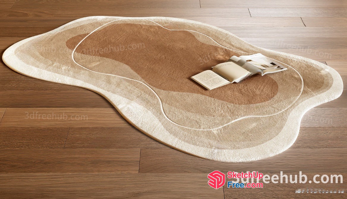 Brown And Beige Rug On Wooden Floor 3D SketchUp File