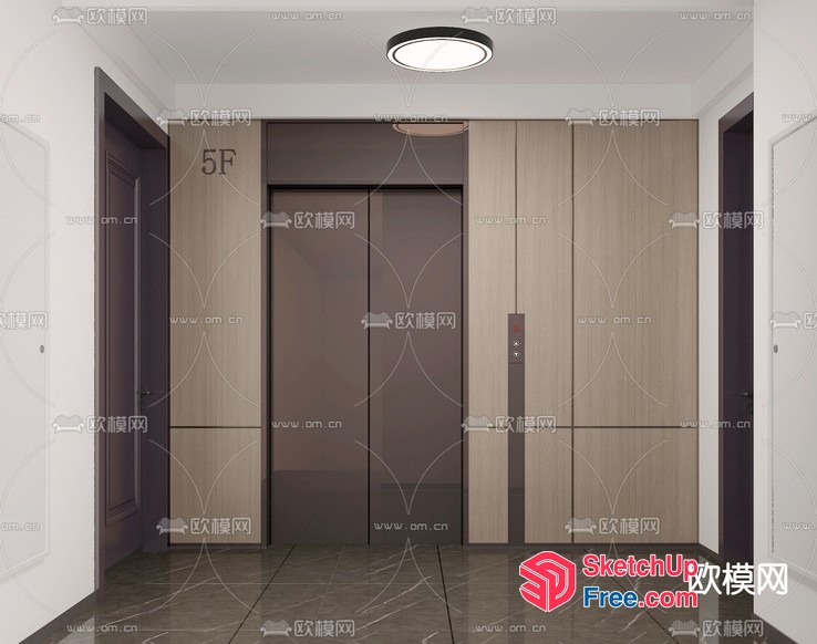 Modern Elevator And Stairway Interior 3D SketchUp File