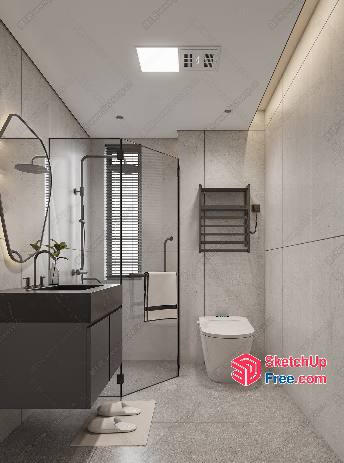 Modern Bathroom With Sleek White And Gray Decor 3D SketchUp File