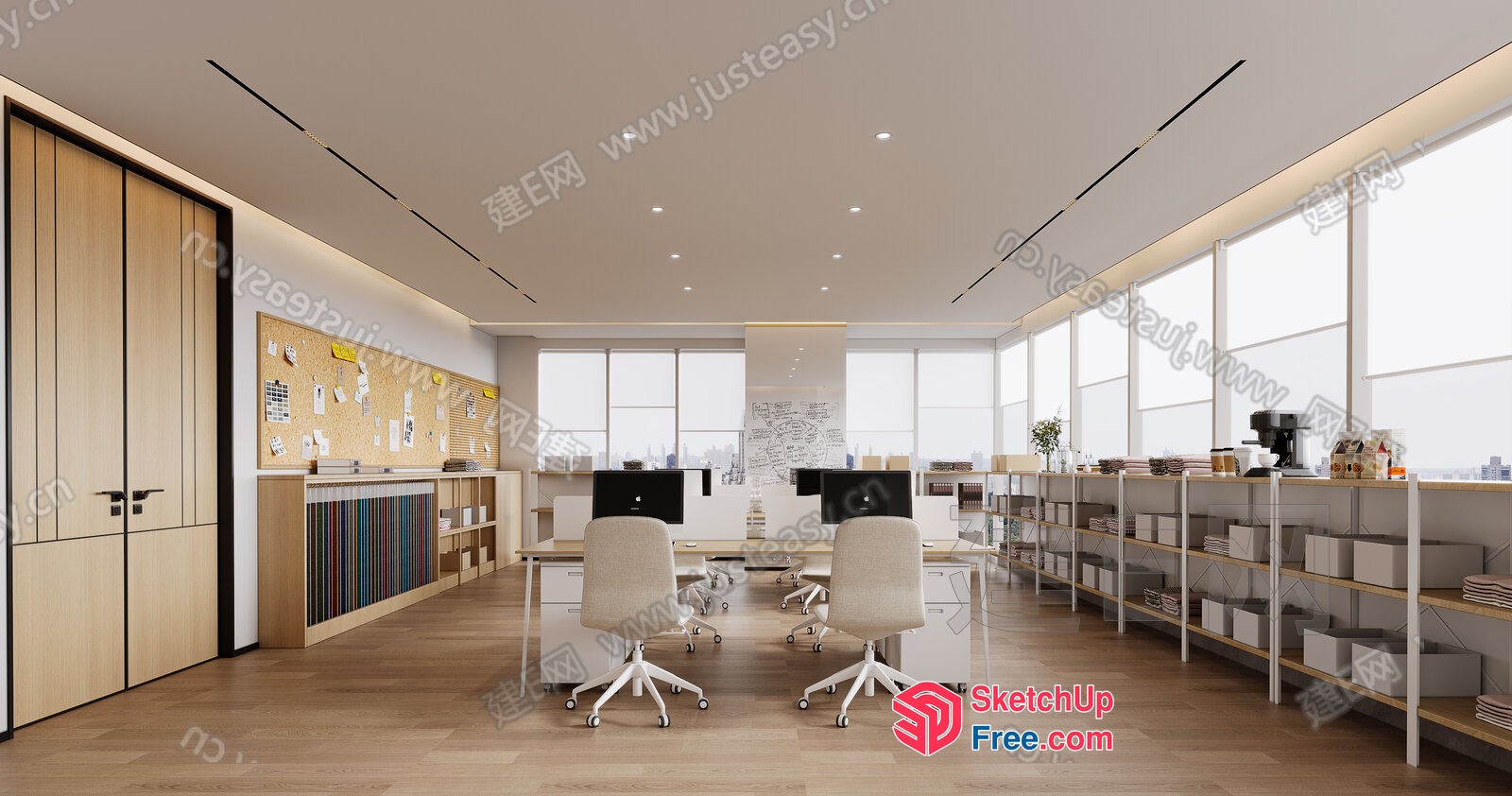 Modern Office Space With Natural Light And Minimalist Decor 3D SketchUp File