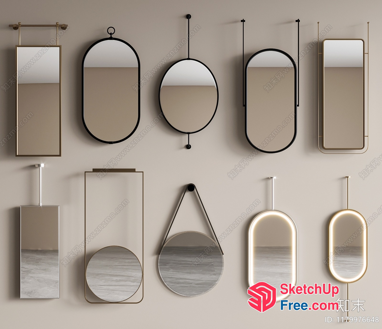 Minimalist Modern Mirror Collection 3D SketchUp File