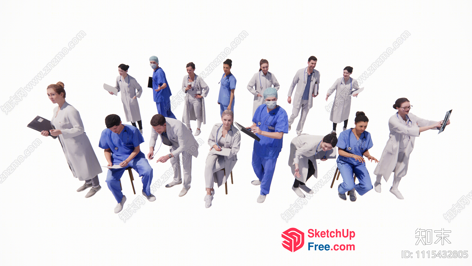 Medical Professionals In Various Poses 3D SketchUp File