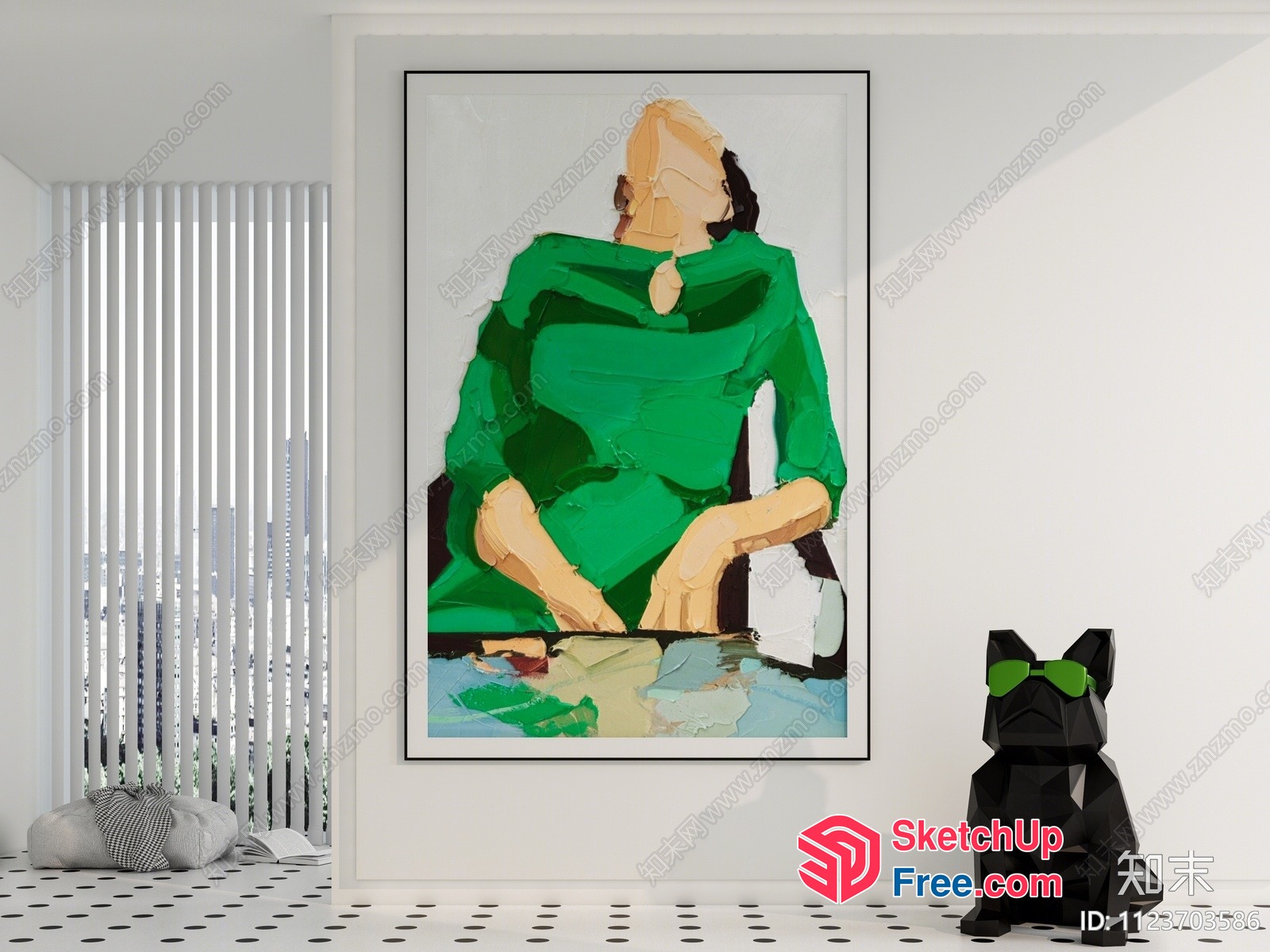 Abstract Artwork Of A Woman In A Green Dress 3D SketchUp File
