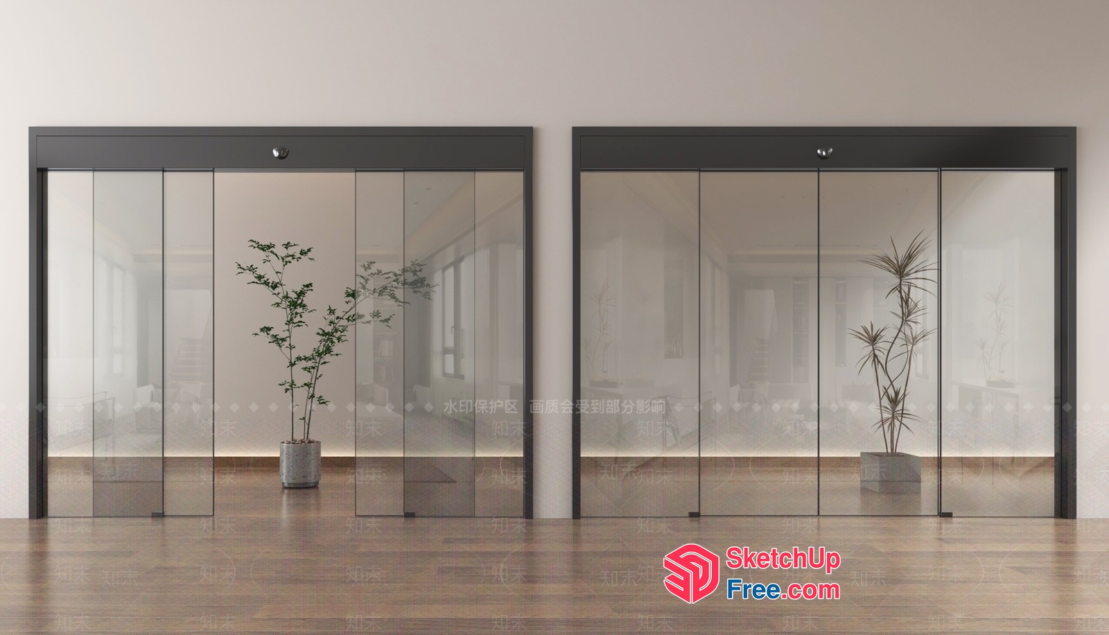 Glass Curtain Wall Elevators 3D SketchUp File