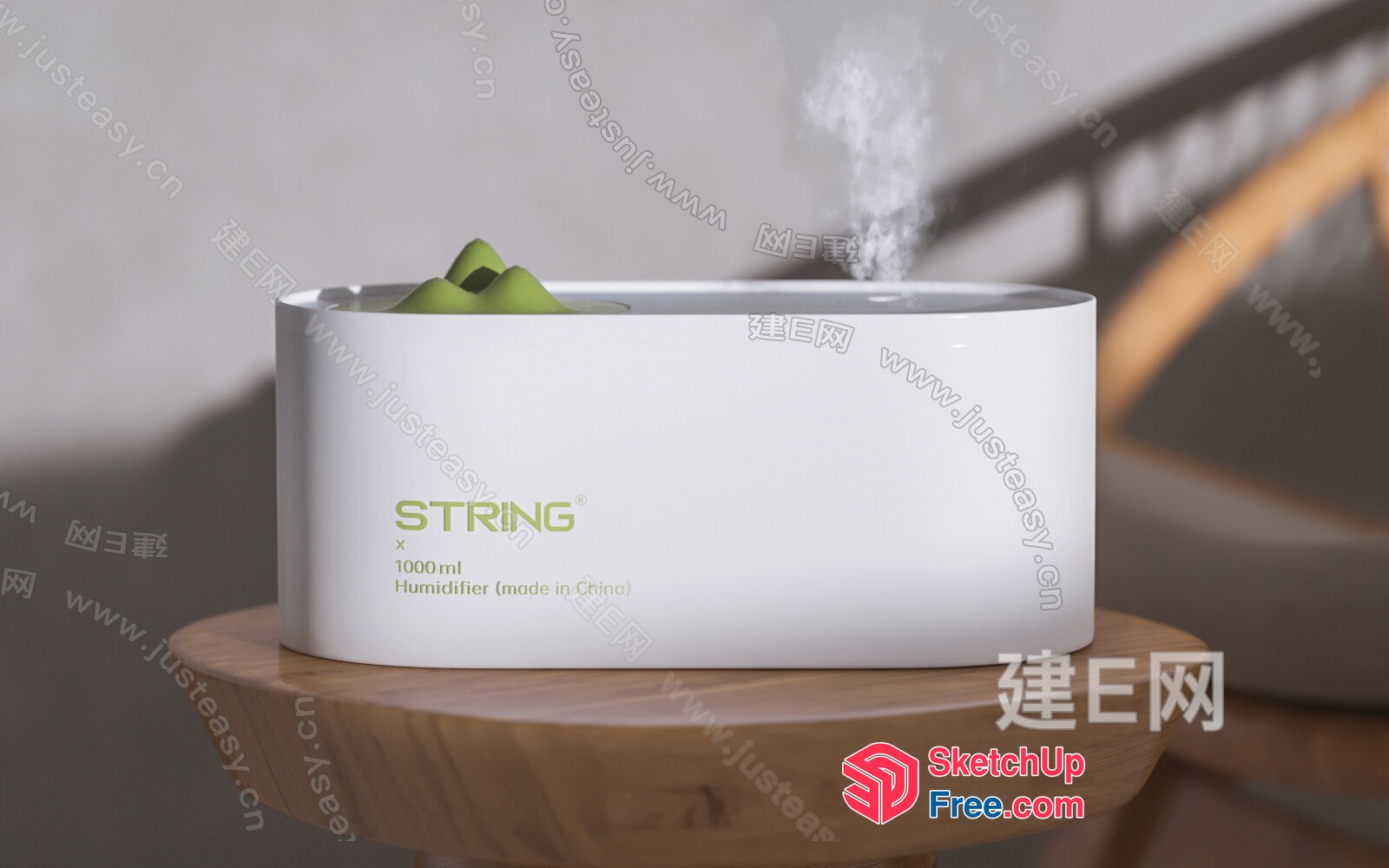 Humidifier With Green Accents And Steam 3D SketchUp File
