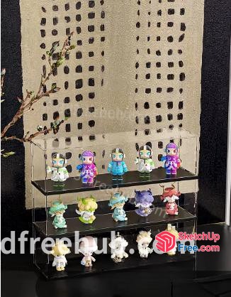 Shelf Displaying Colorful Toy Figures 3D SketchUp File