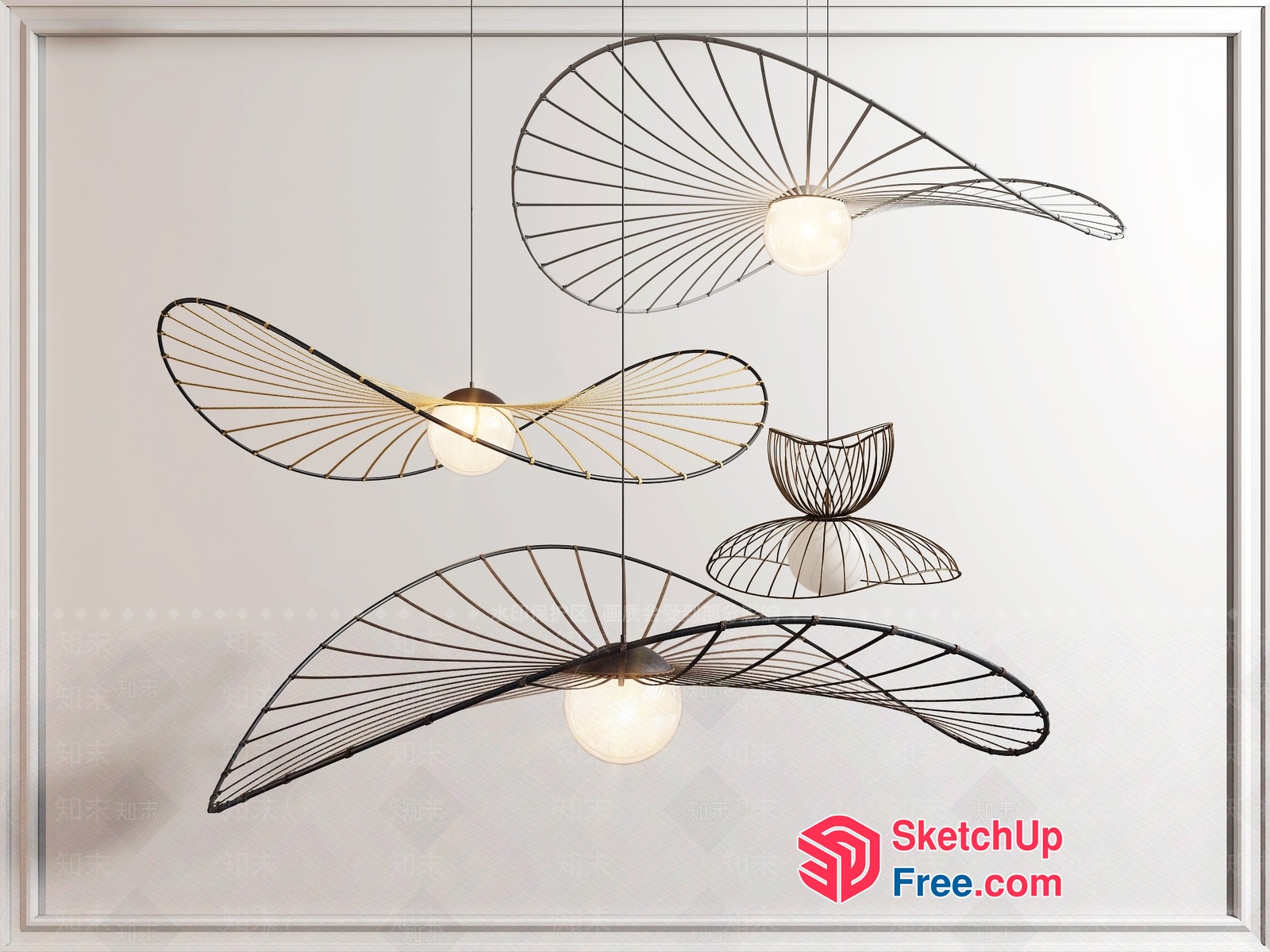 Modern Artistic Light Fixture With Unique Design 3D SketchUp File