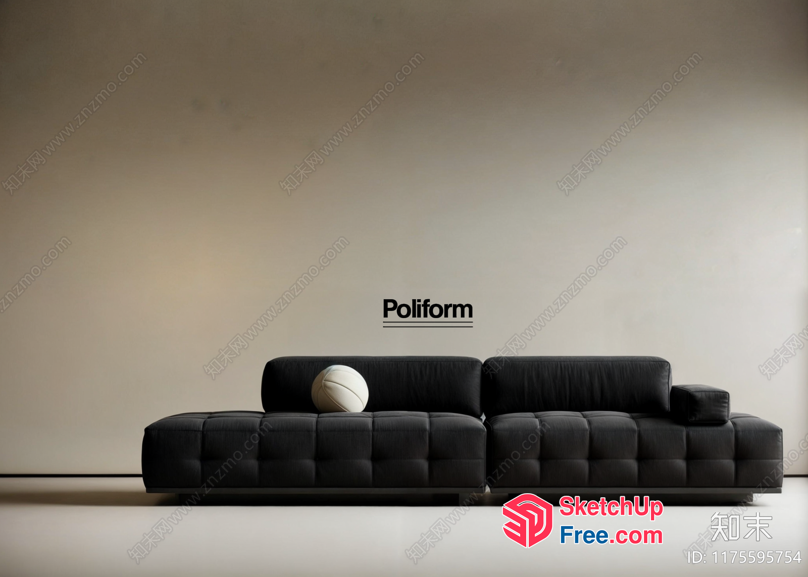 Modern Minimalist Furniture Set With Poliform Branding 3D SketchUp File