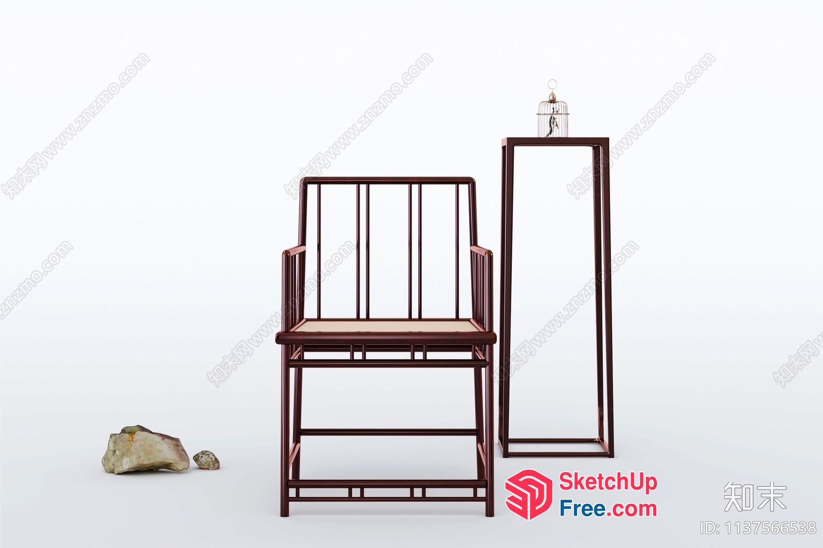 Traditional Chinese-Style Chair With Ornate Details 3D SketchUp File