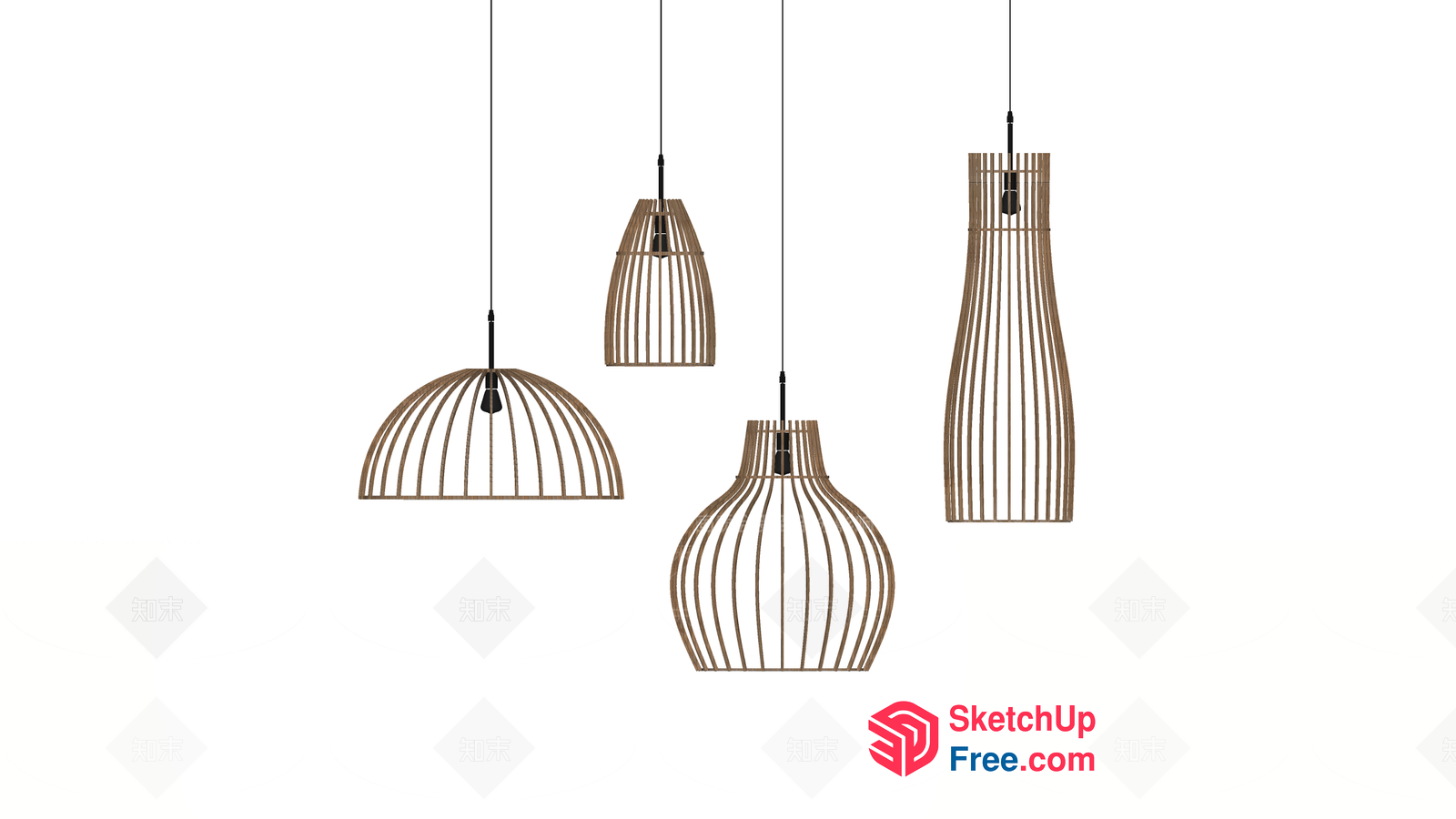 Modern Wood Pendant Light Fixtures 3D SketchUp File