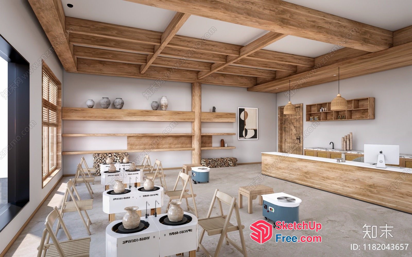 Aesthetic Modern Pottery Workshop Interior 3D SketchUp File