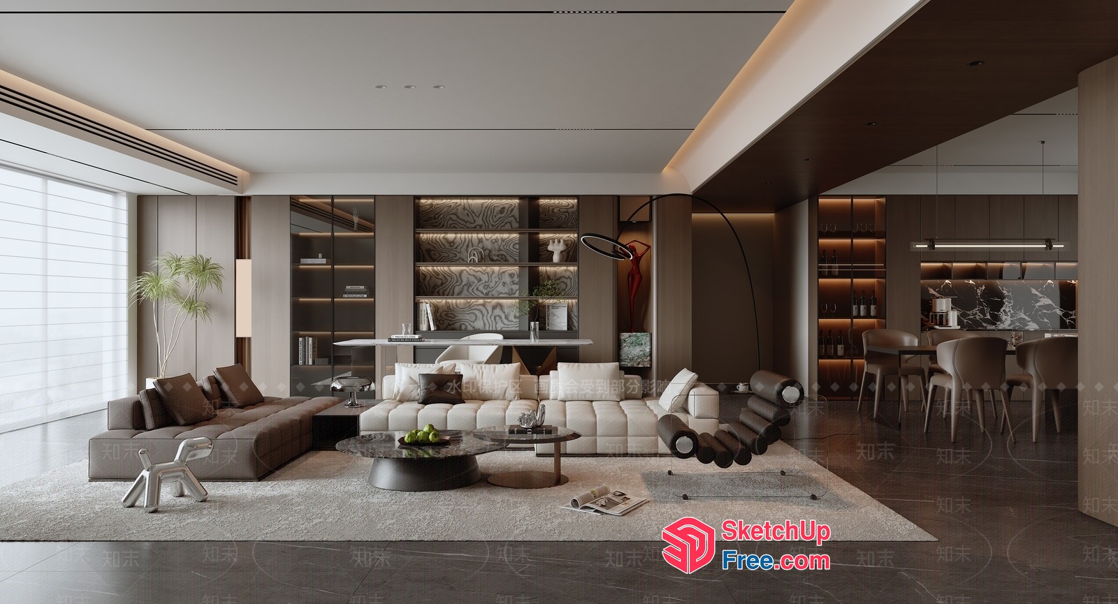 Modern Living Room With Sleek Furniture And Neutral Color Scheme 3D SketchUp File