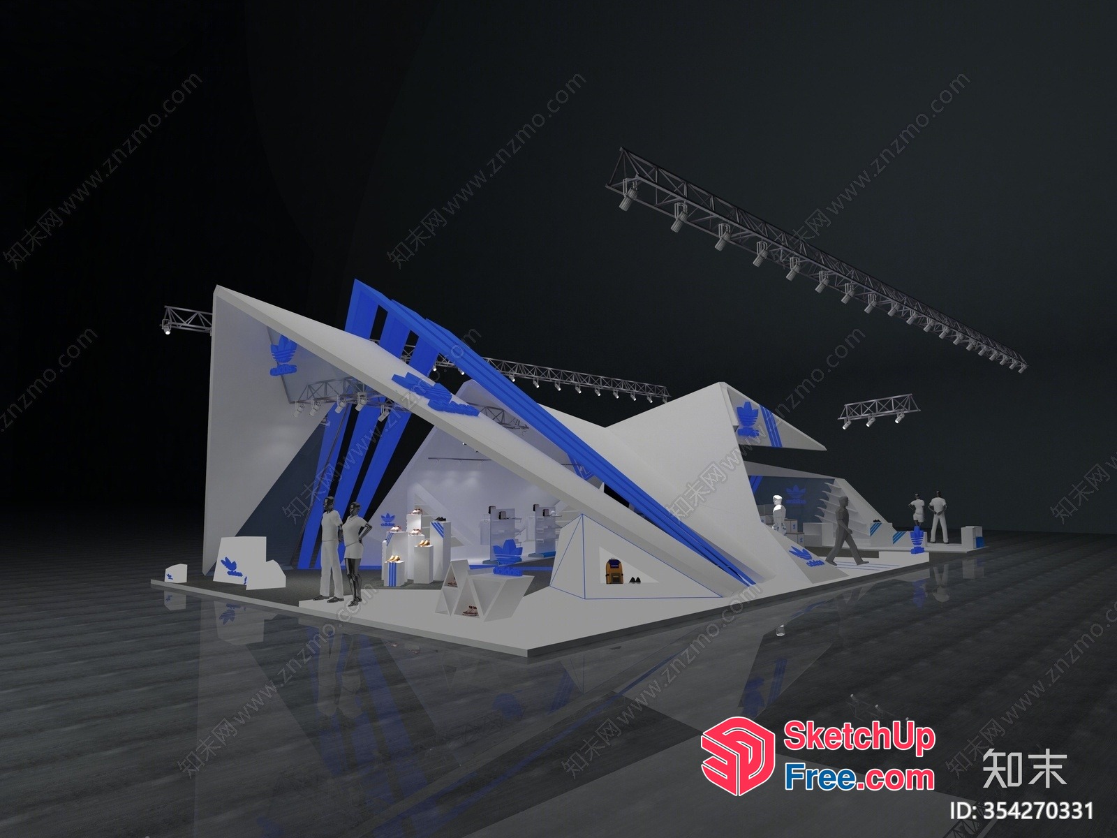Modern White And Blue Event Booth 3D SketchUp File