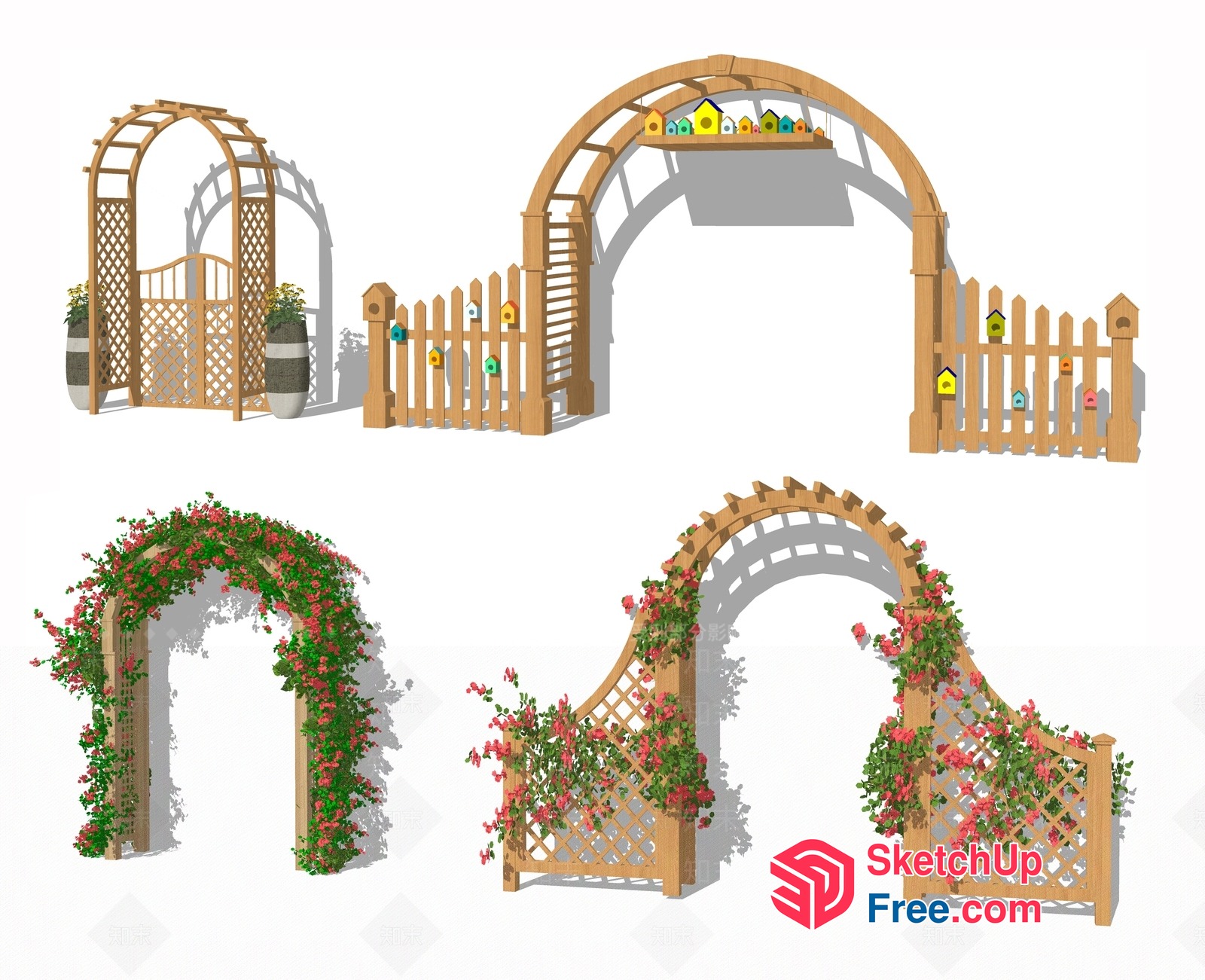 Wooden Garden Archway With Lattice Panels 3D SketchUp File
