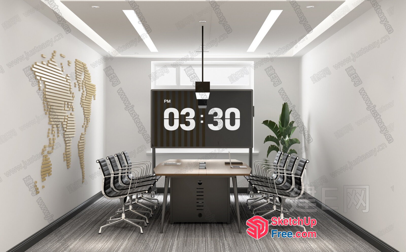 Modern Office Conference Room With Unique Decor 3D SketchUp File
