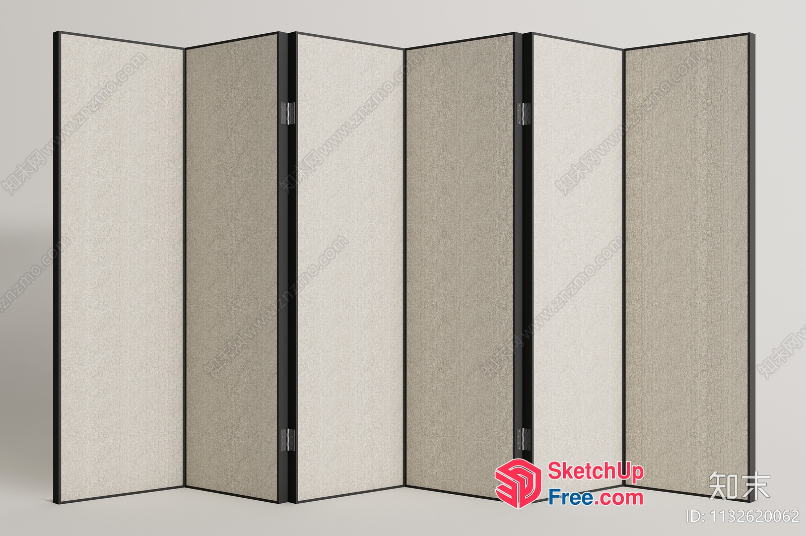 Partition Screen With Black Edges And Beige Panels 3D SketchUp File