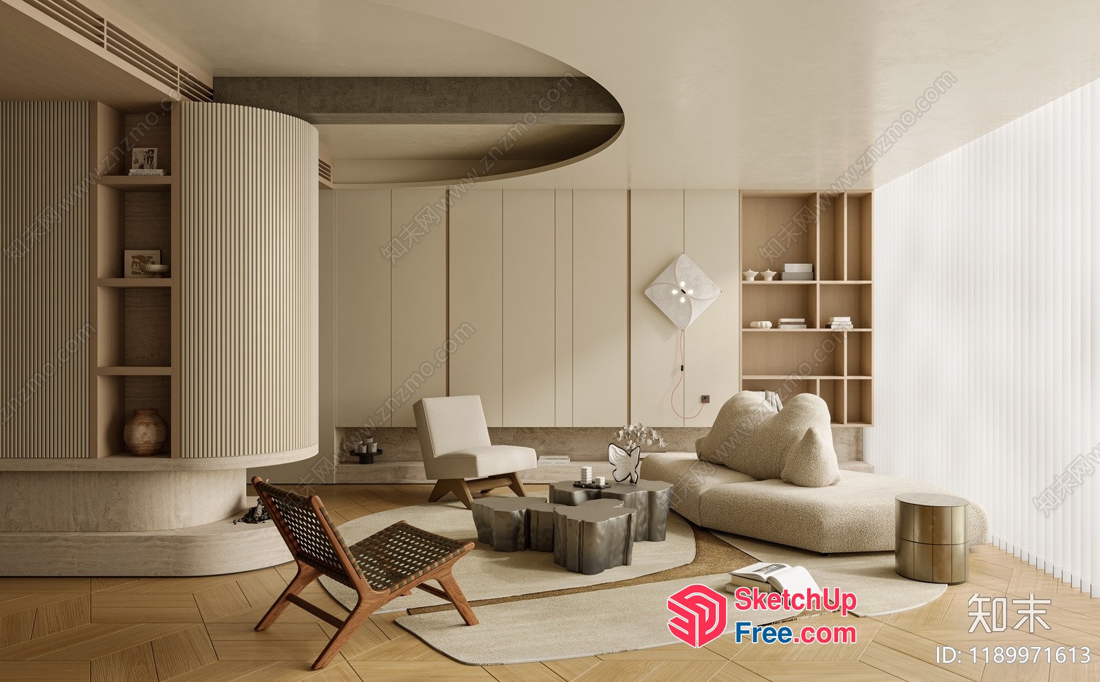 Minimalist Style Living Room With Elegant Furniture 3D SketchUp File