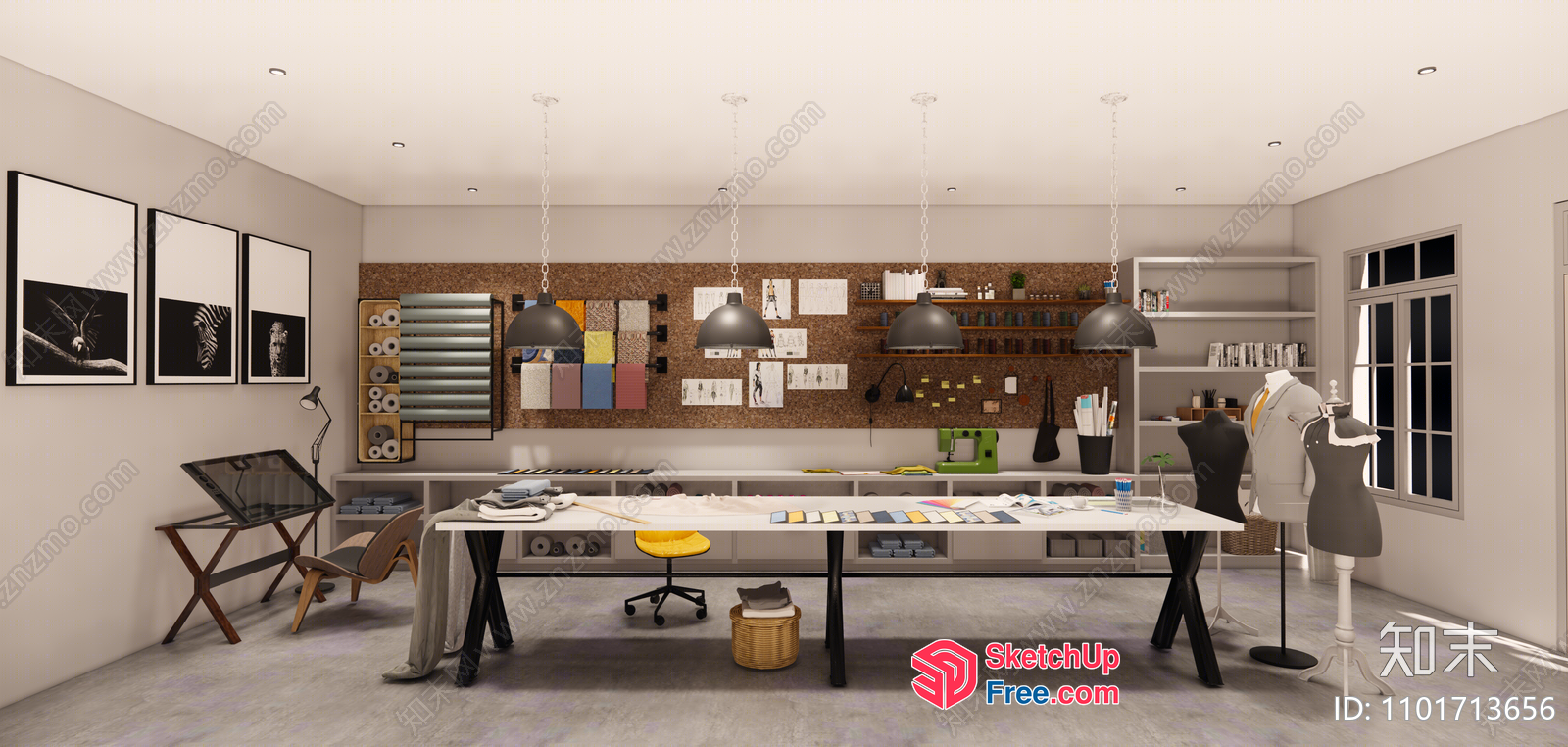 A Well-Organized Workspace With A Modern Aesthetic 3D SketchUp File