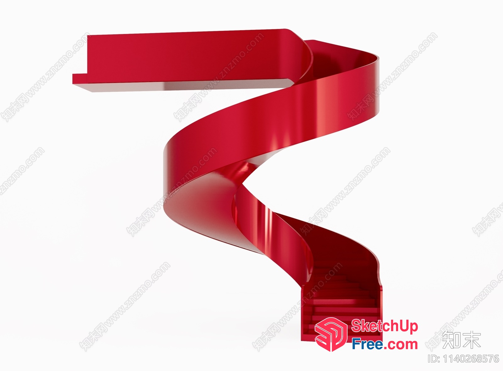 Red Ribbon Staircase Design 3D SketchUp File