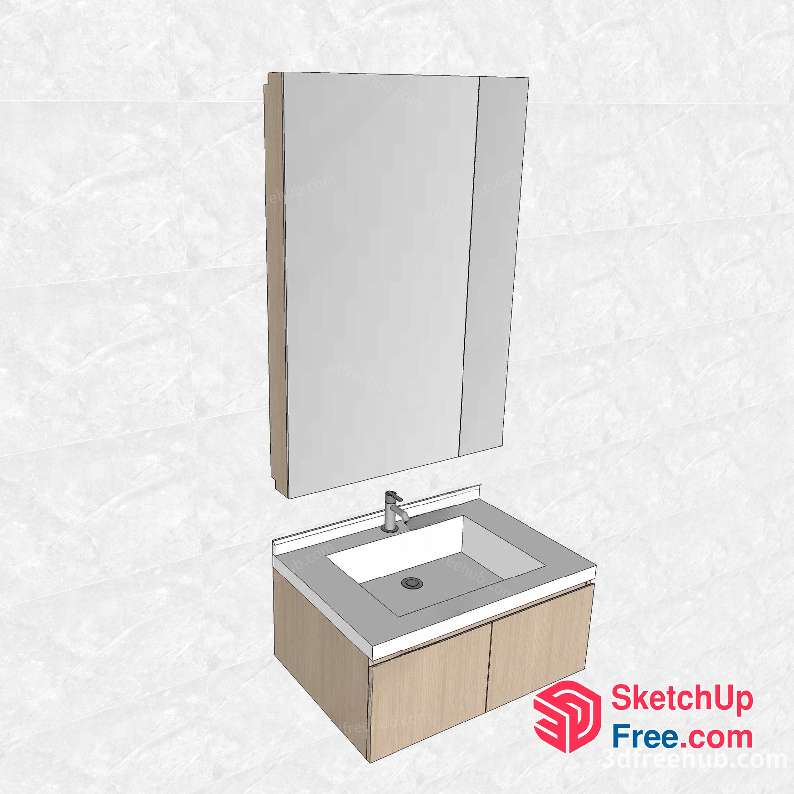 Modern Bathroom Vanity And Mirror 3D SketchUp File