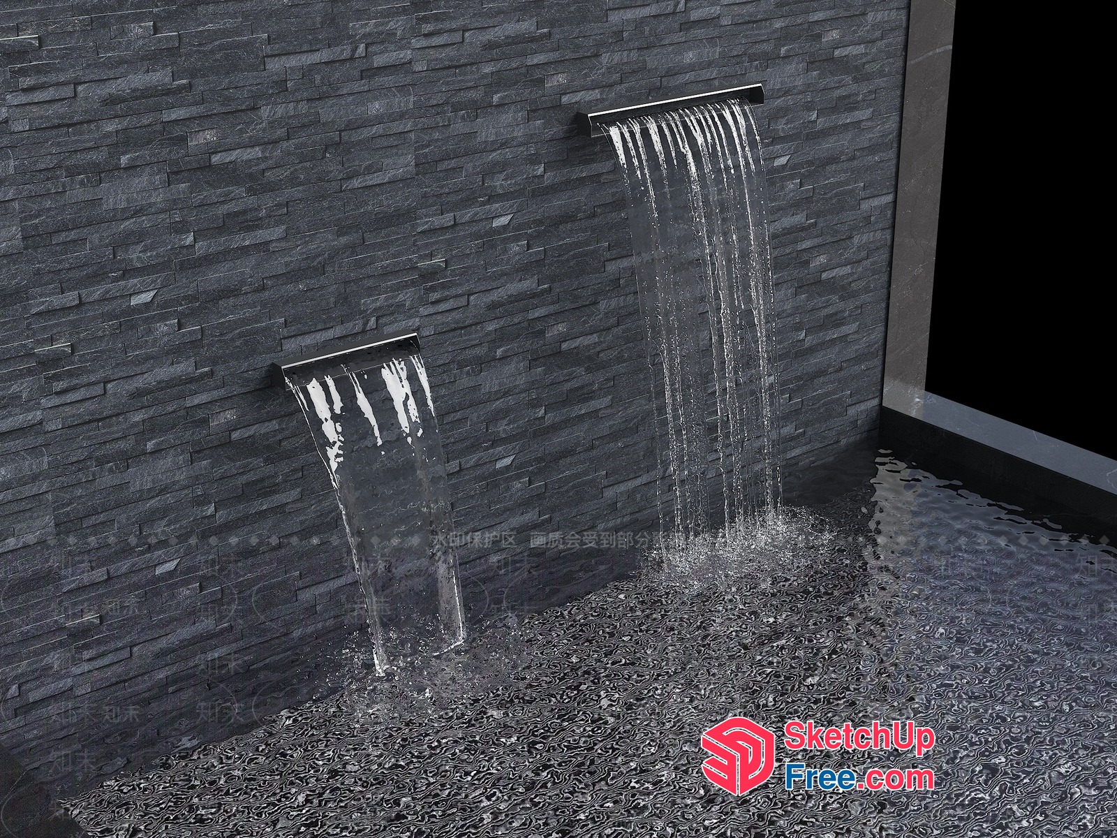 Modern Waterfall Feature For Exterior Spaces 3D SketchUp File