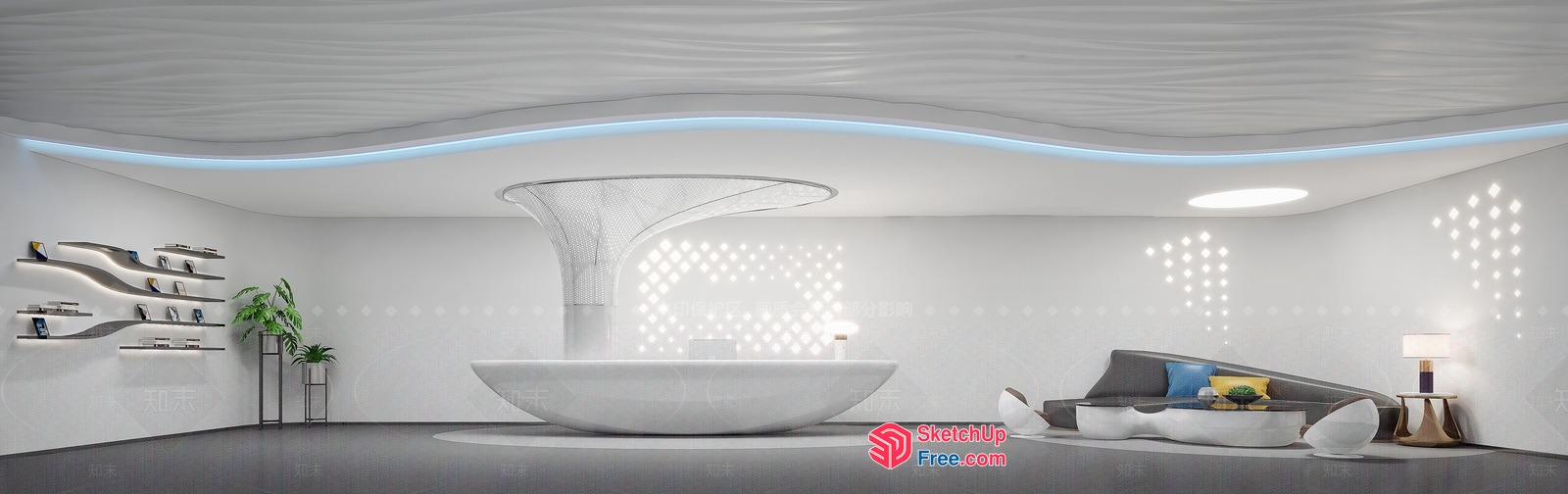 Modern Minimalist White Interior Design Concept 3D SketchUp File