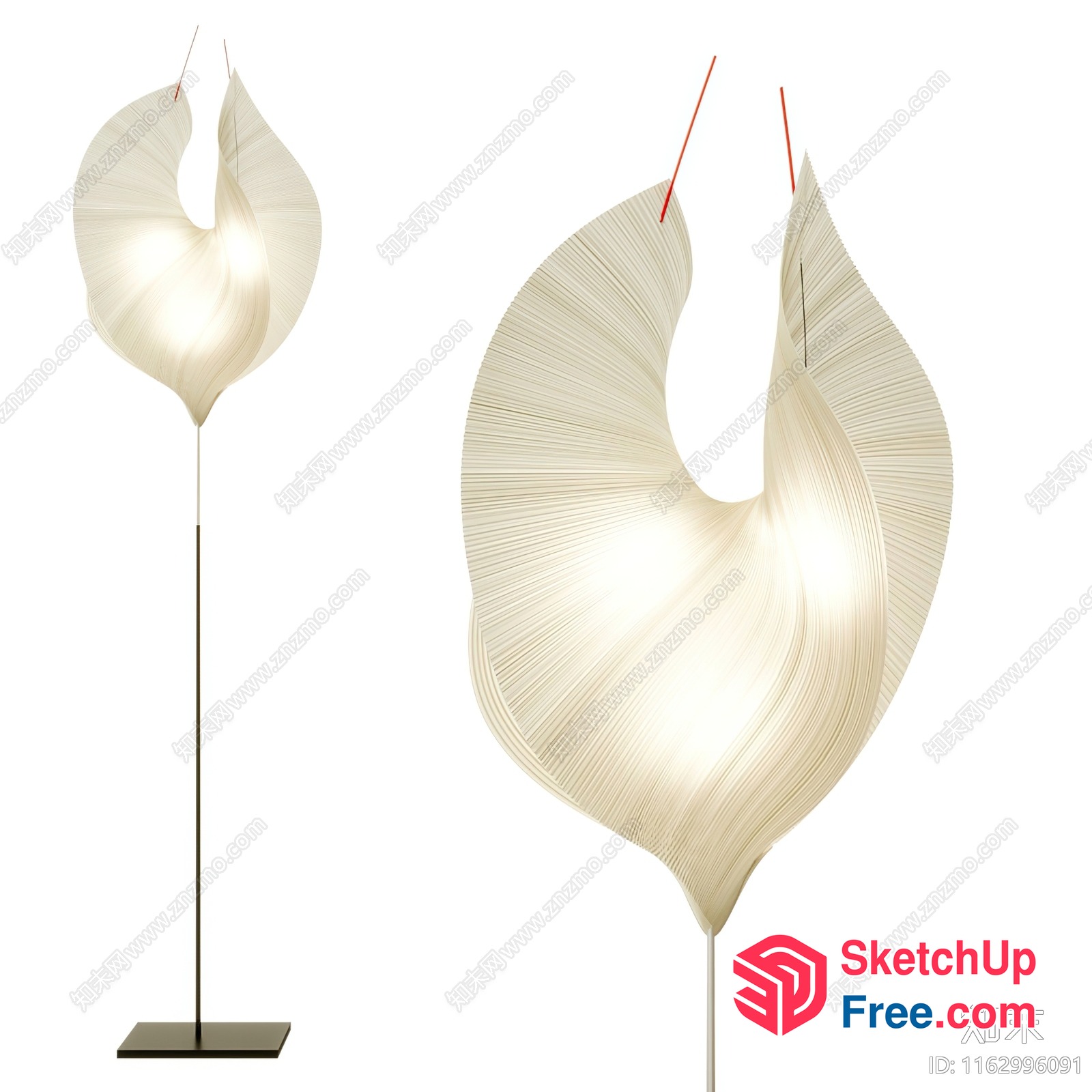 White Leaf Floor Lamp 3D SketchUp File