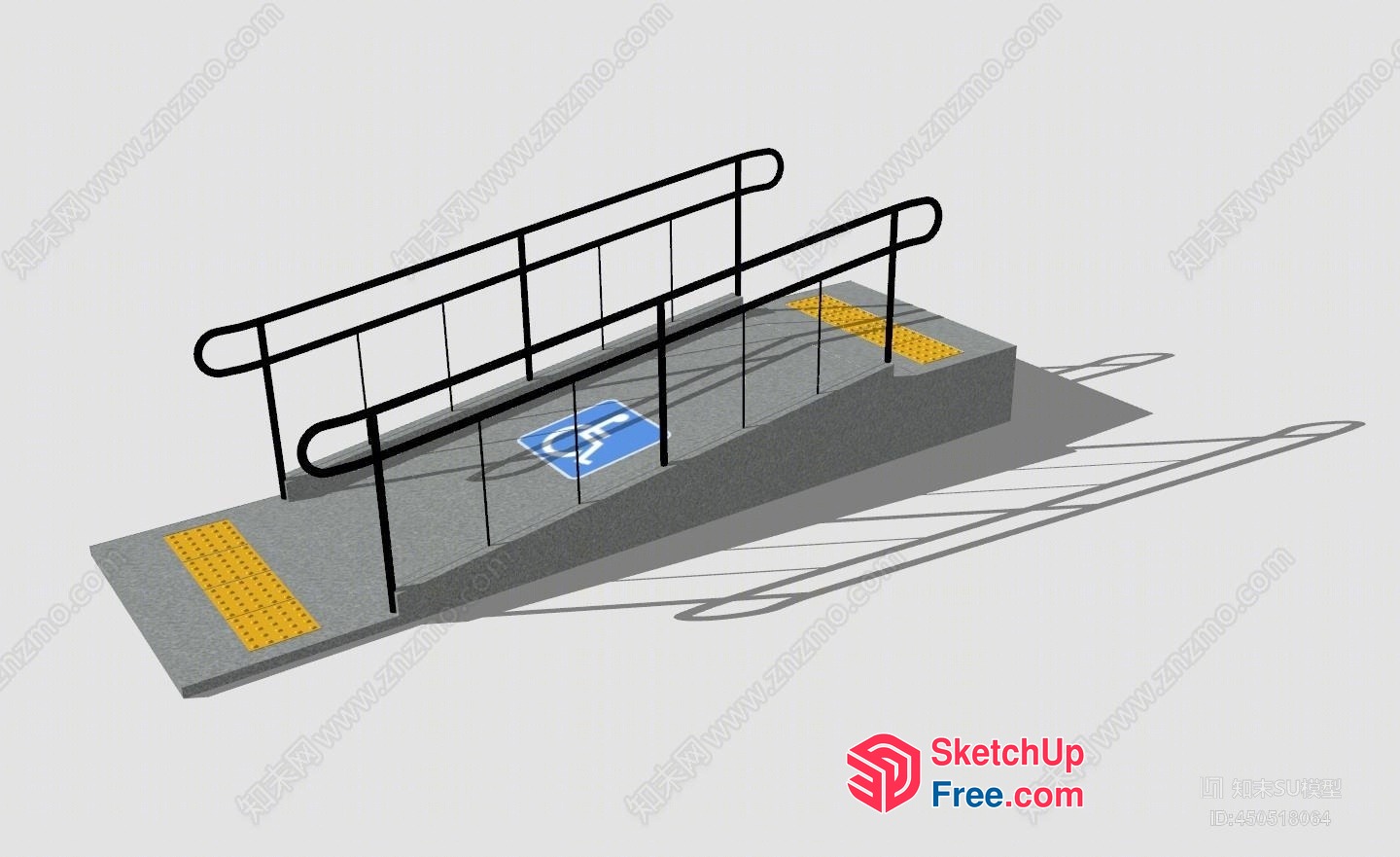 Staircase With Railing And Yellow Warning Stripes 3D SketchUp File