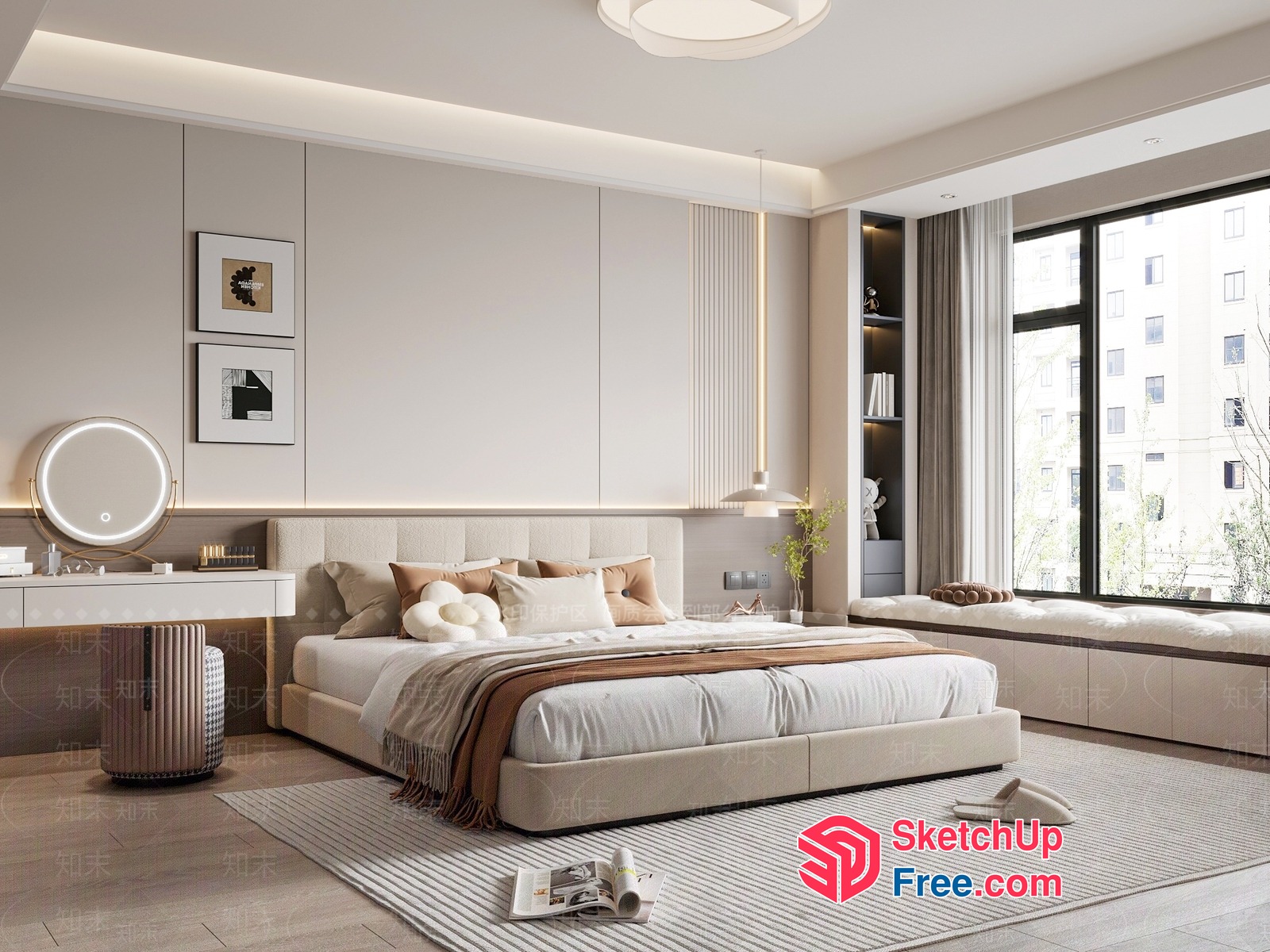 Modern Minimalist Bedroom Interior Design 3D SketchUp File