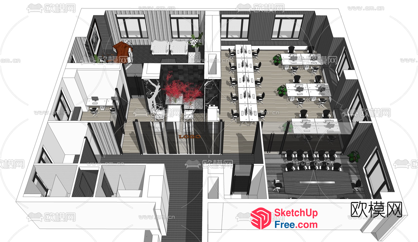 Modern Office Space With Open Layout And Natural Lighting 3D SketchUp File