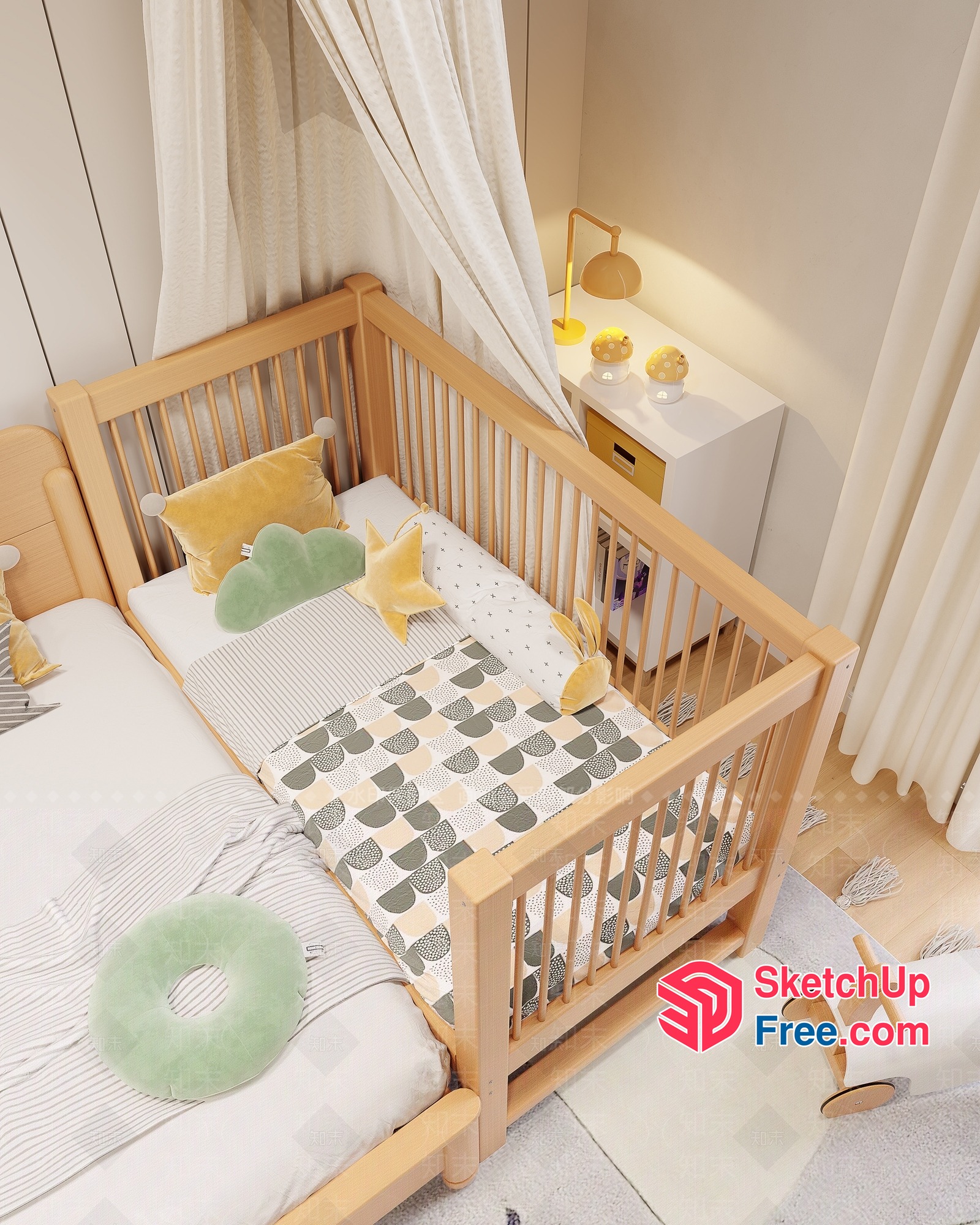 Cozy Minimalist Children'S Bedroom Interior 3D SketchUp File