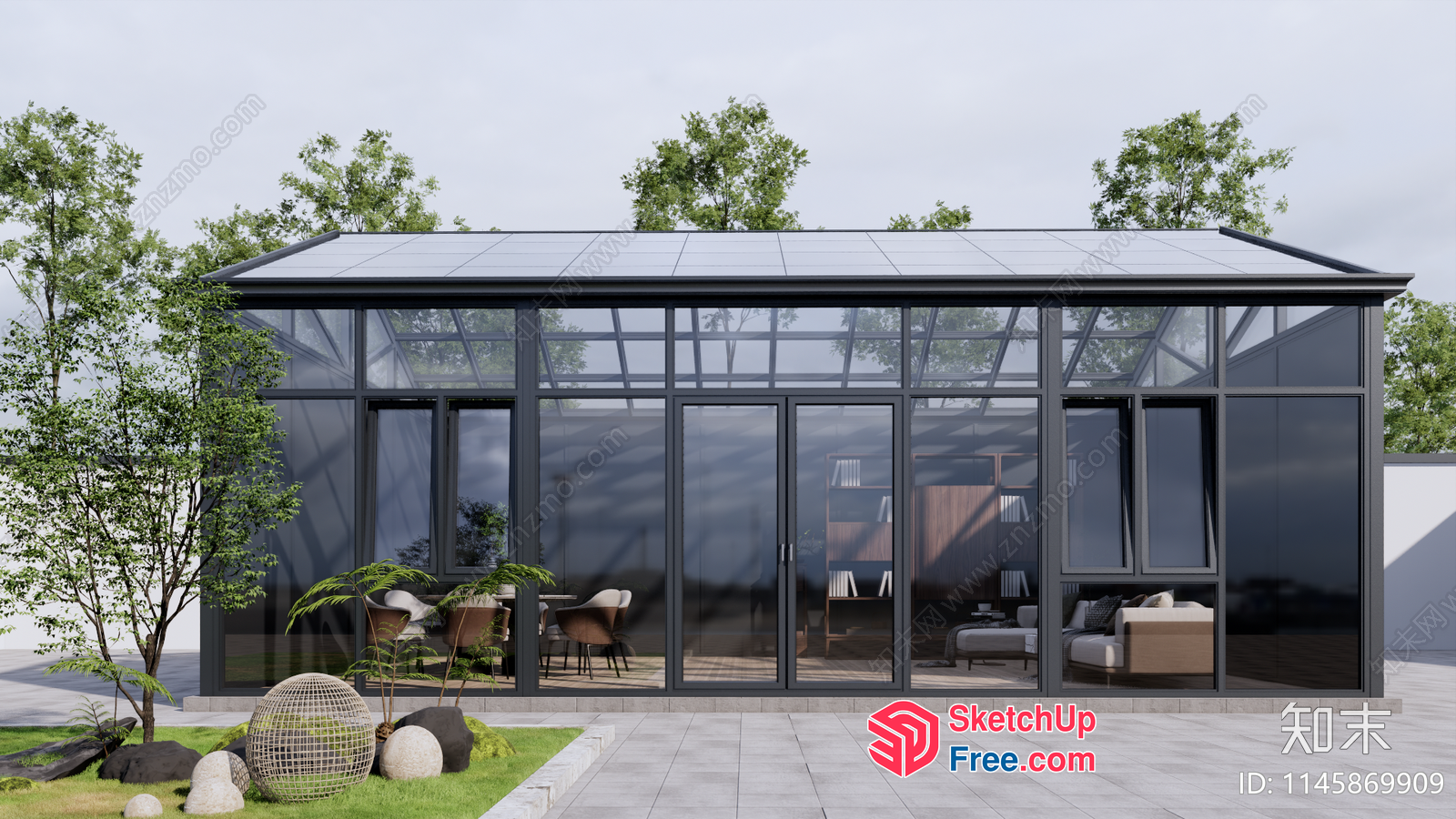 Modern Glass And Steel Exterior Building 3D SketchUp File