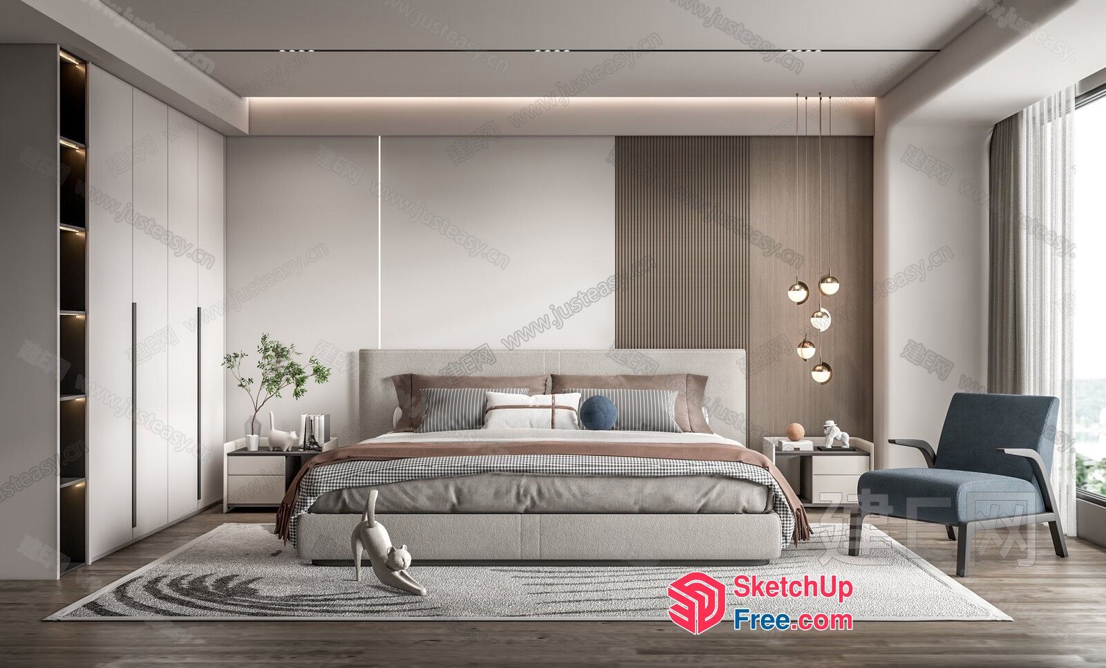 Modern Minimalist Bedroom Interior 3D SketchUp File