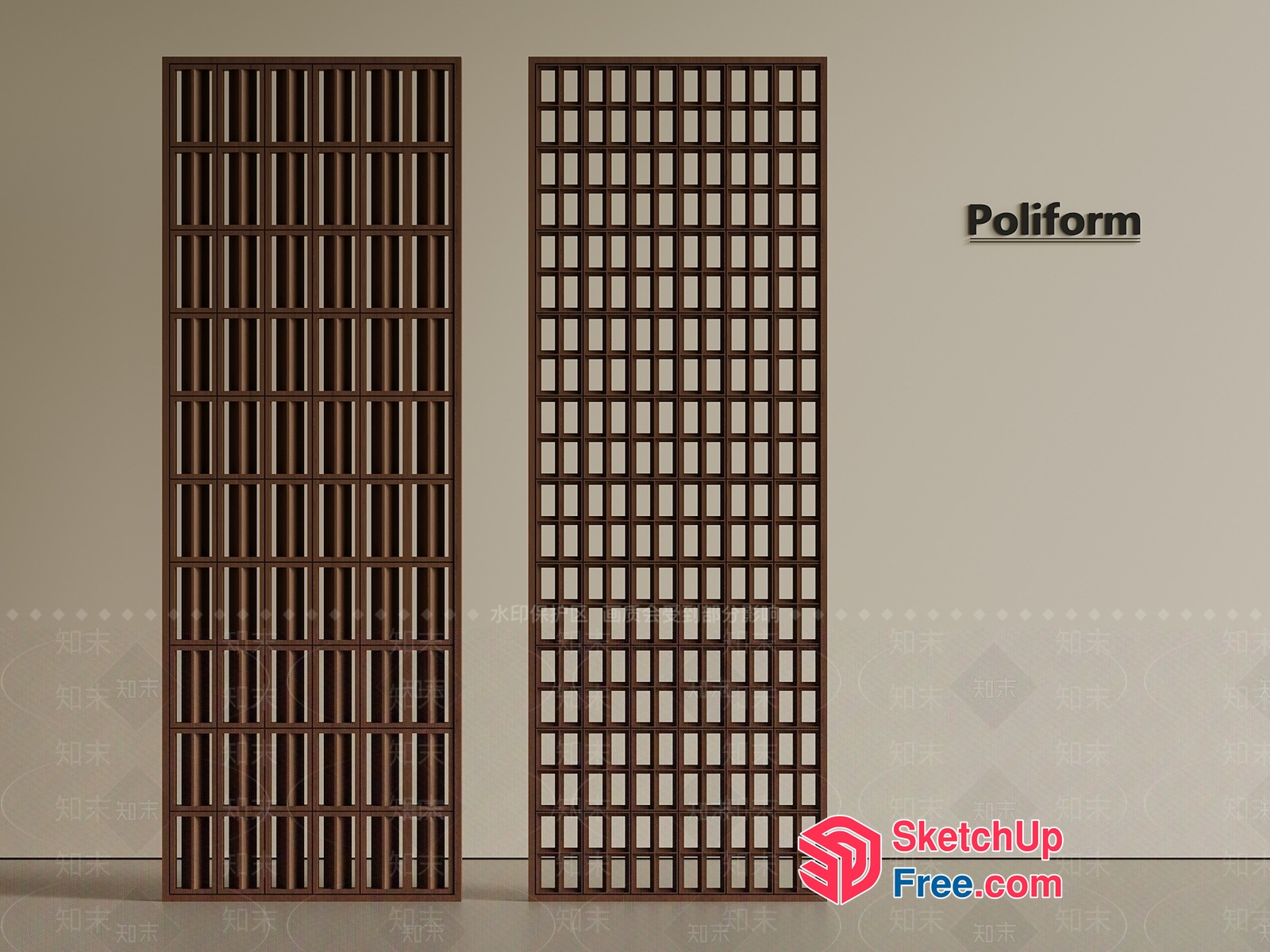 Partition Screen With Decorative Grilles 3D SketchUp File