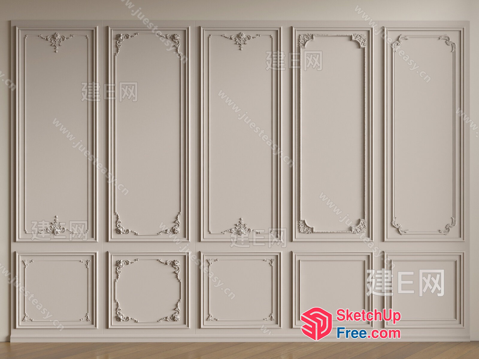 Ornate Panelled Wall Design 3D SketchUp File