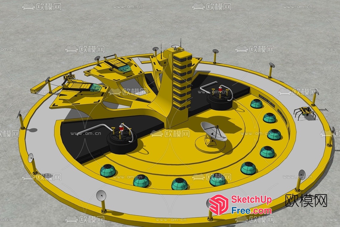 Futuristic Yellow Space Capsule Interior 3D SketchUp File