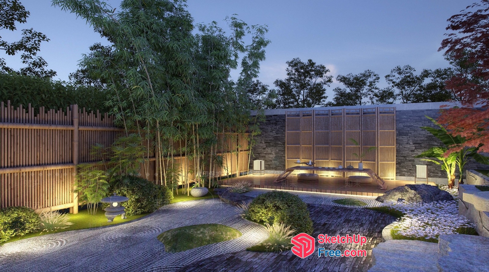 Serene Japanese-Inspired Garden Oasis 3D SketchUp File