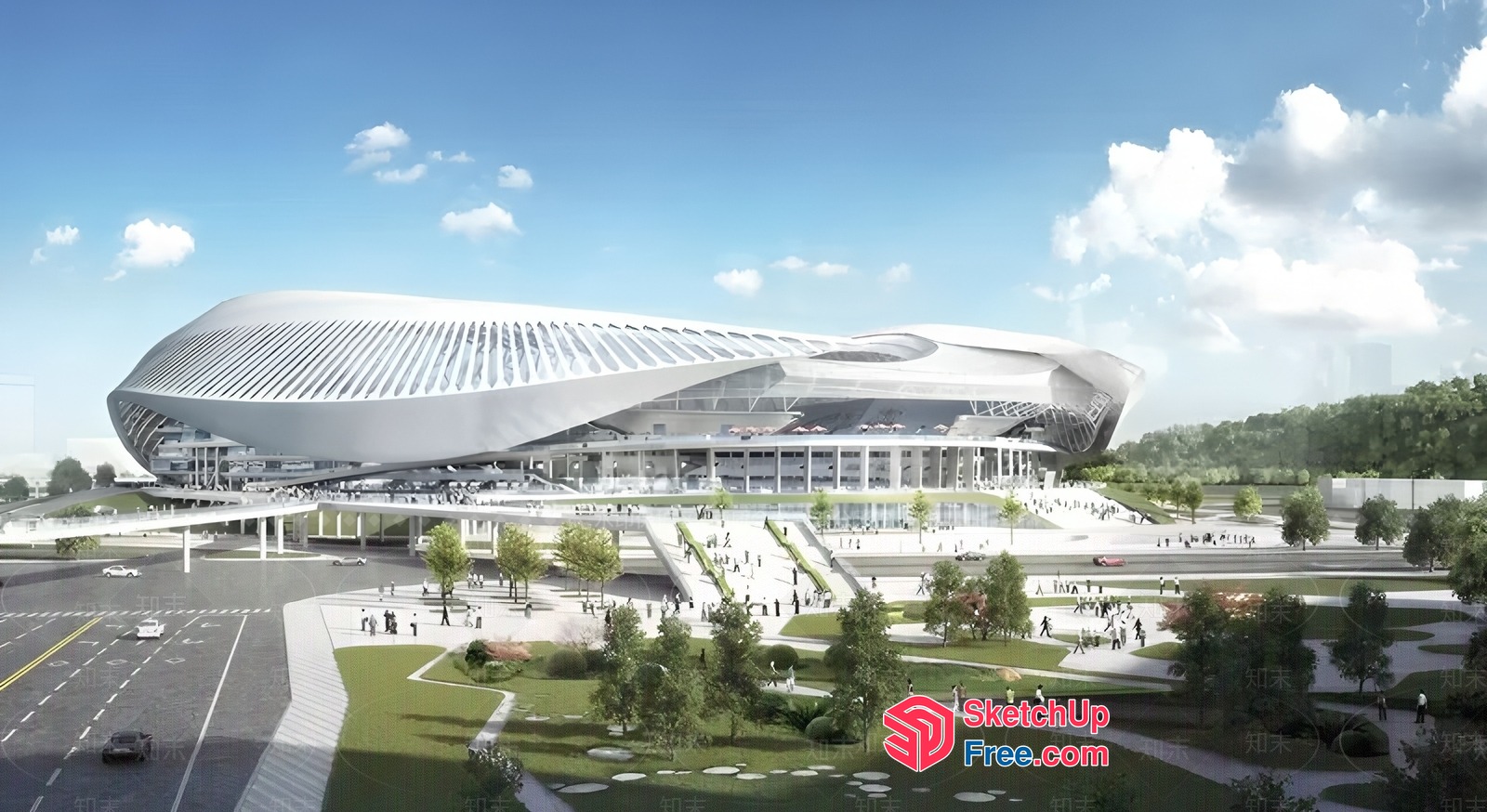 Futuristic Sleek Modern Sports Stadium 3D SketchUp File