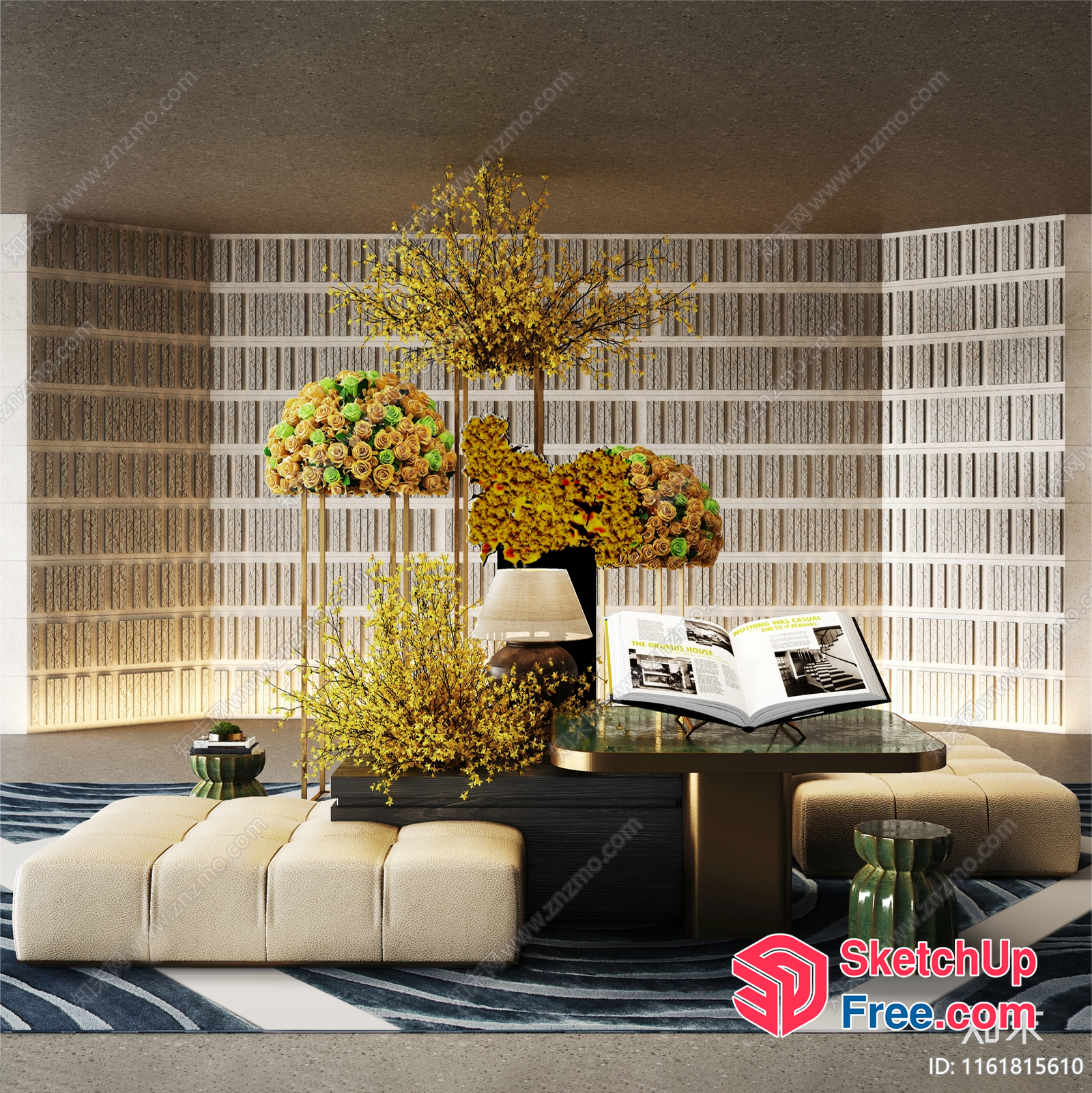 Modern And Elegant Living Room With Unique Decor 3D SketchUp File