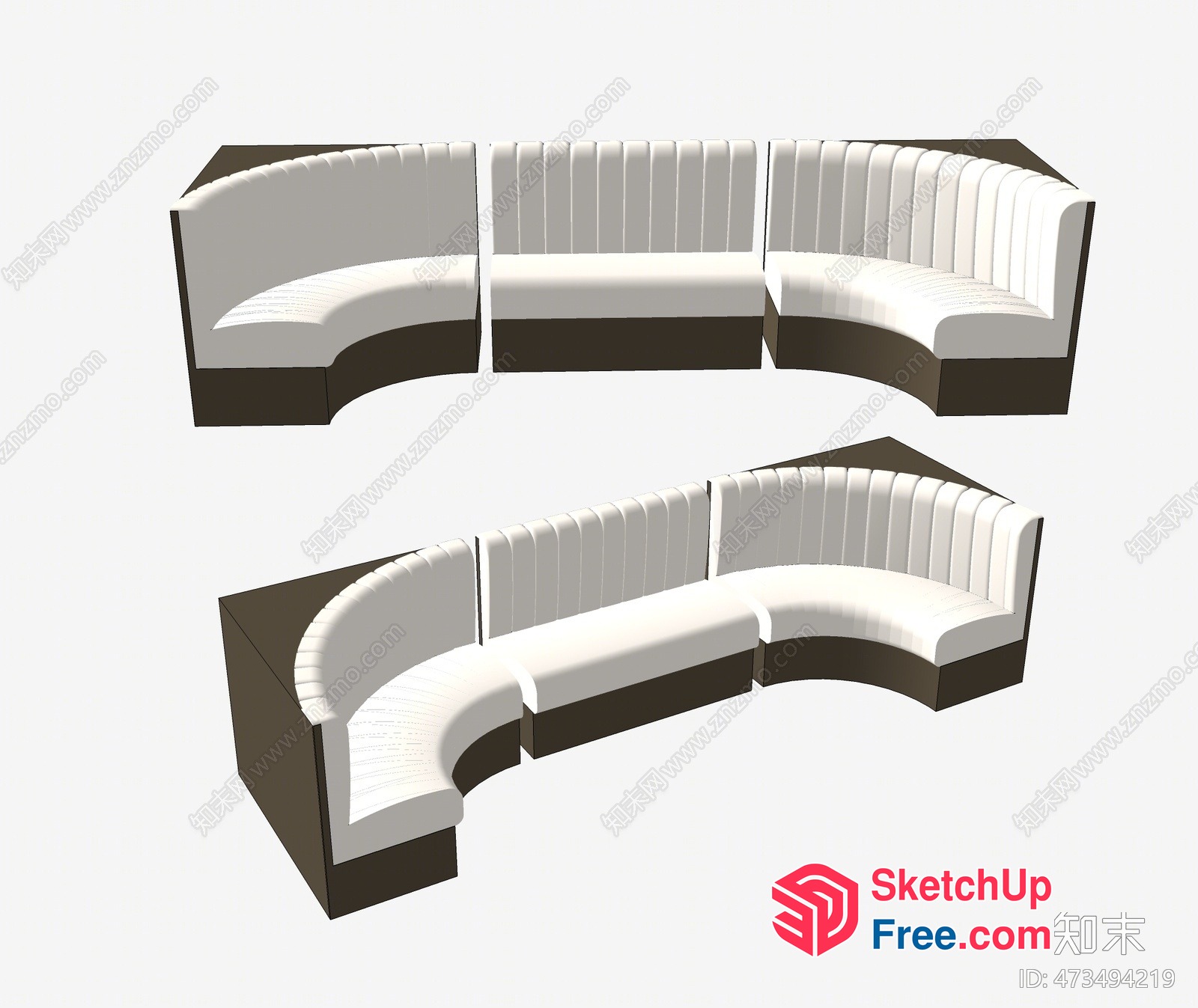 Luxurious White And Brown U-Shaped Sofa Set 3D SketchUp File