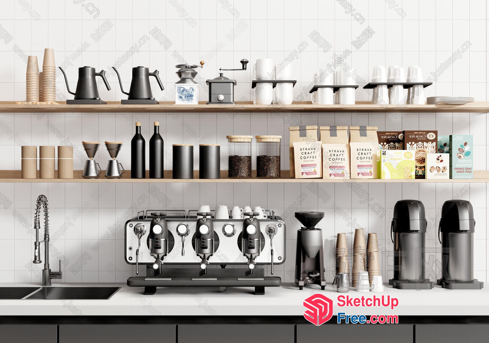 Modern Coffee Shop Interior 3D SketchUp File