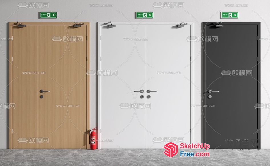 Three Doors And A Fire Extinguisher 3D SketchUp File