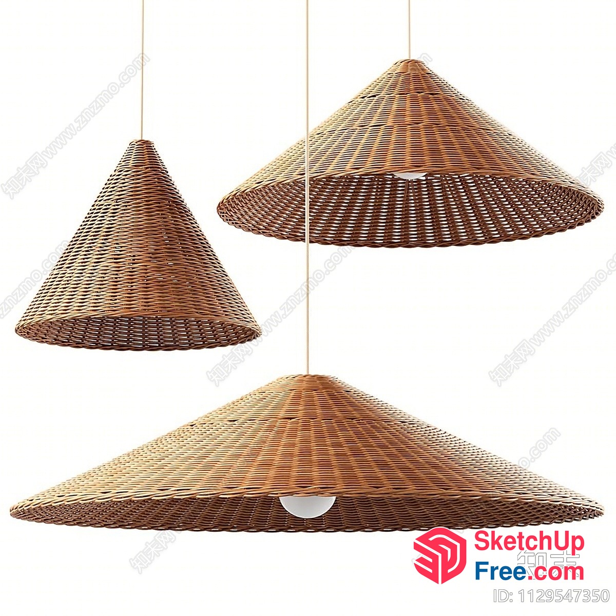 Rattan Ceiling Light Fixtures 3D SketchUp File