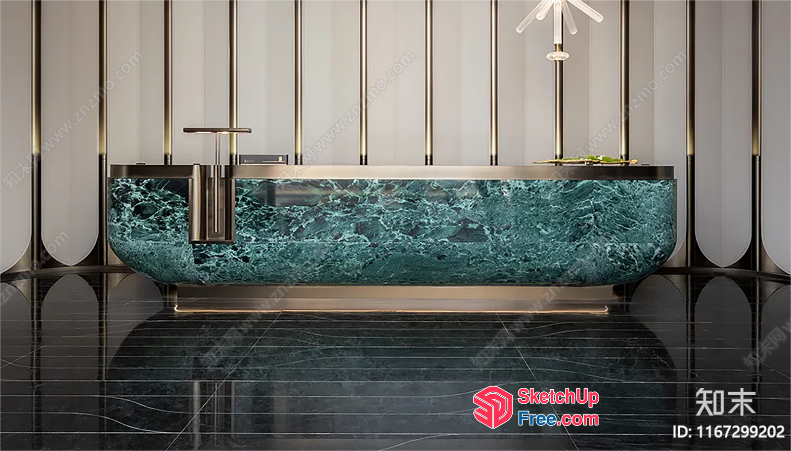 Modern Bathroom Counter With Marble Accents 3D SketchUp File
