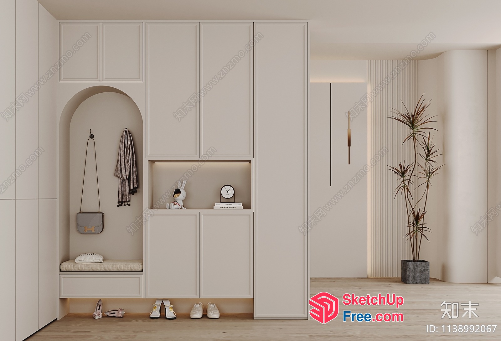 Minimalist Modern White Shoe Cabinet 3D SketchUp File