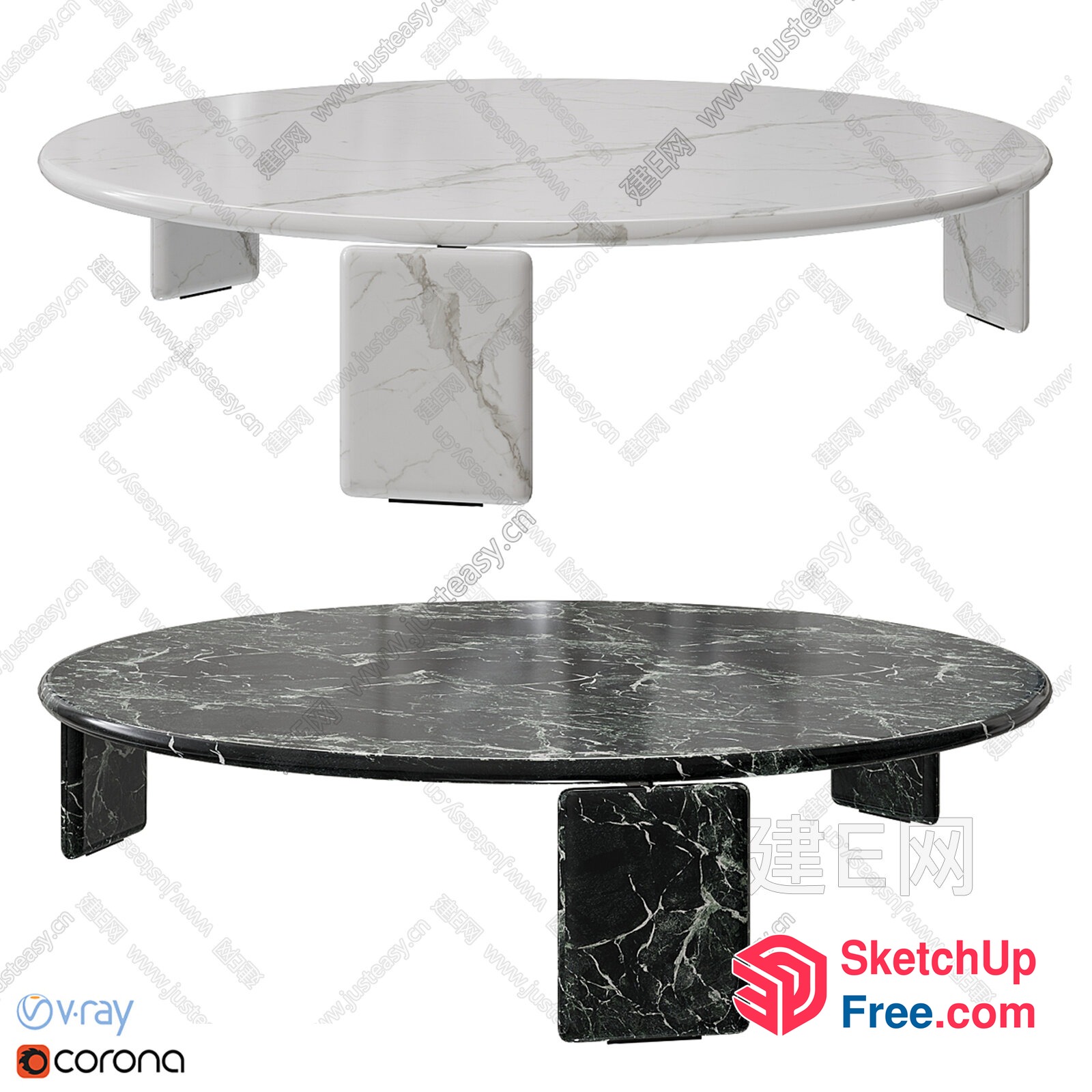 Modern Marble Coffee Tables 3D SketchUp File